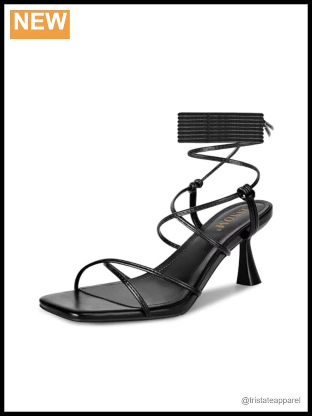 Kitten Heel Strappy Lace Up Sandals Square Toe Dressy Women's Heels